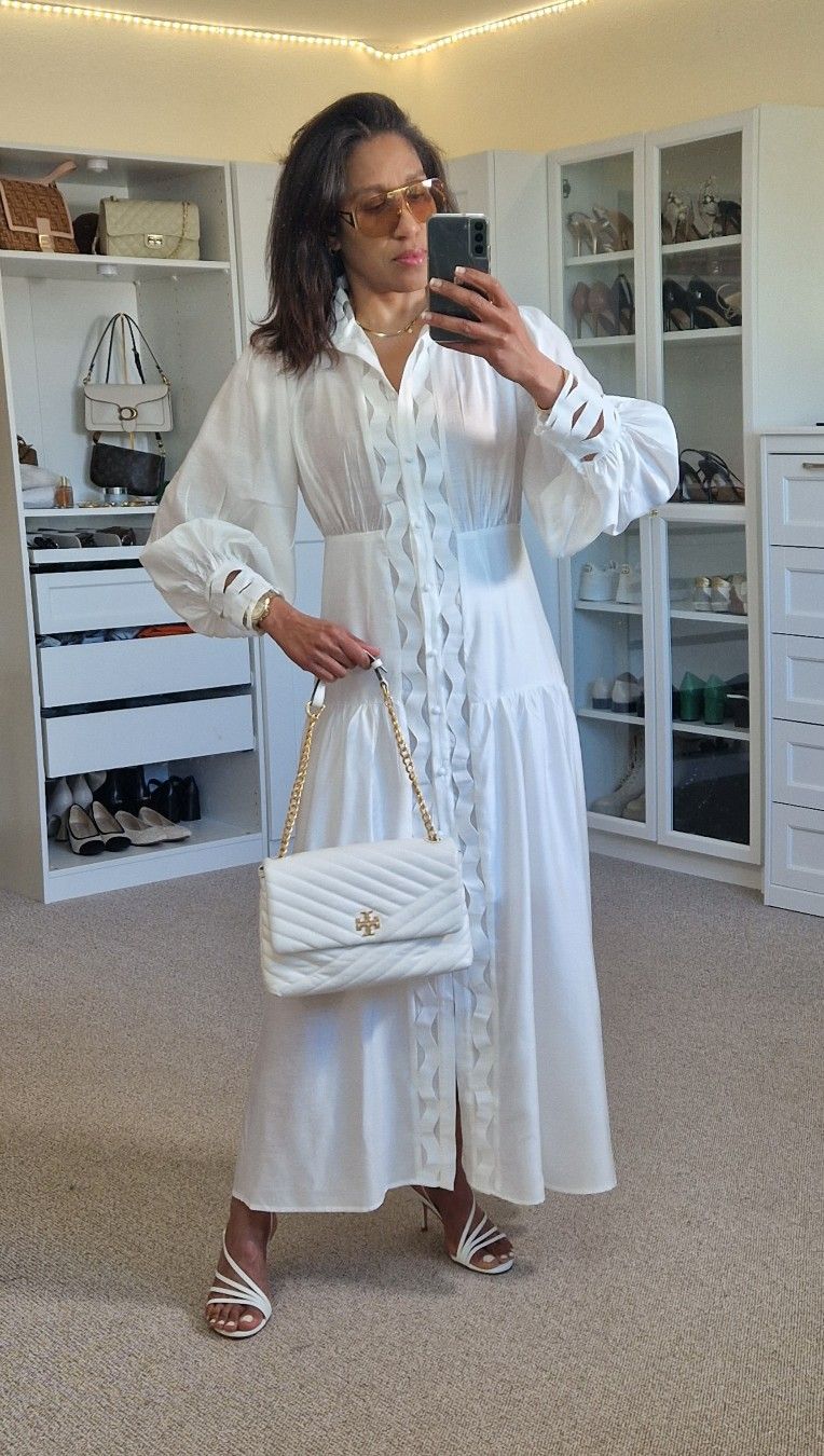 White summer outfit using a long dress