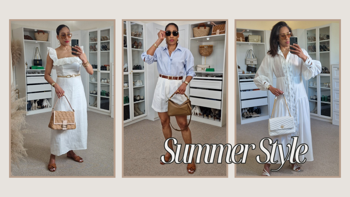 3 of my most used outfits this year, 2 dresses and on linen shorts outfit.