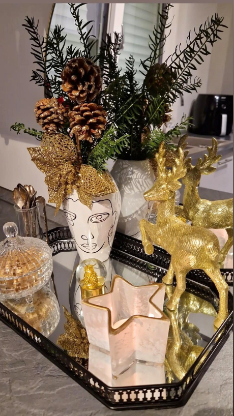 A festive kitchen centerpiece