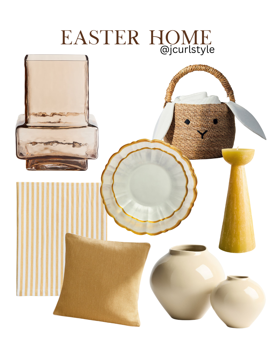 Everything for your Easter home decor, from candles, tableware, vases, table cloths, curshion covers, and Easter baskets.